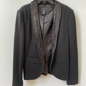 Grace Elements, black evening jacket with black sequined shawl collar.